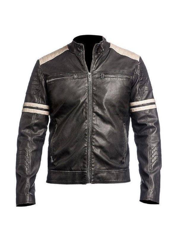 Cafe Racer Jacket Motorcycle Retro Moto black Leather Jacket