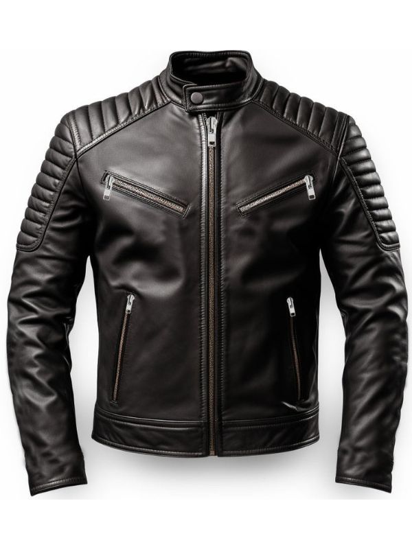 Men Harvey Black Moto Leather Jacket
