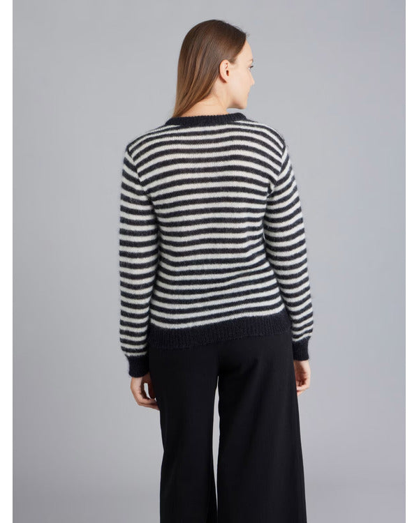 The Life List 2025 Sofia Carson Black & White Striped Sweater