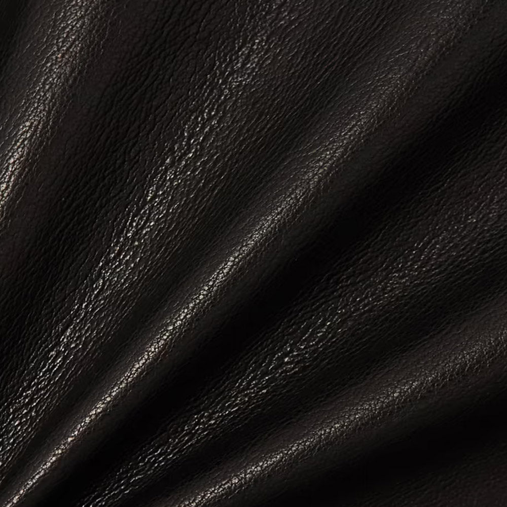 Women's Black Shearling Studded Textured Cropped Leather Jacket