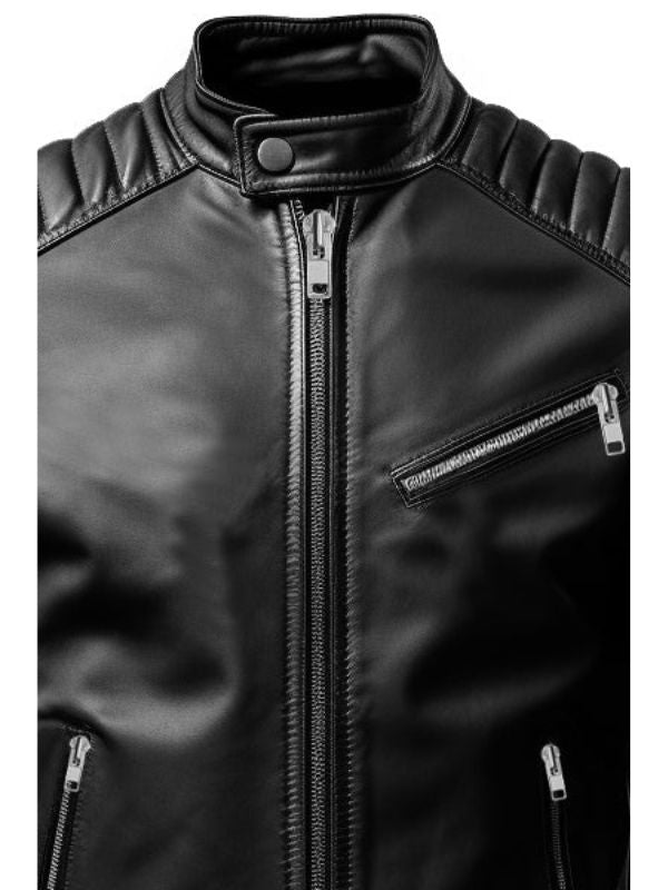 Black Men Slim fit Genuine Leather Jacket