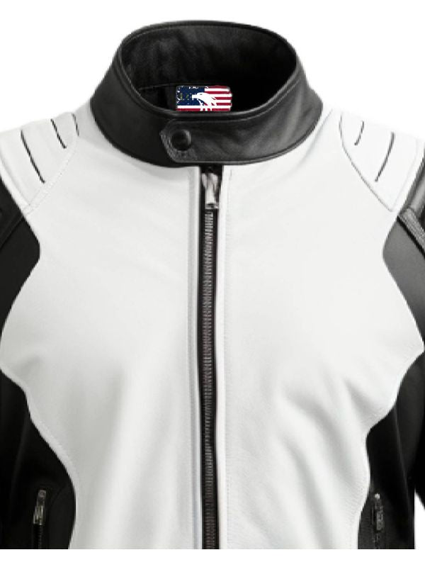Mens Leather Jacket - Faux Leather Black and White