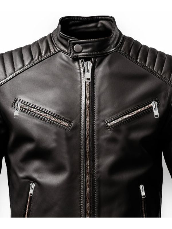 Men Harvey Black Moto Leather Jacket