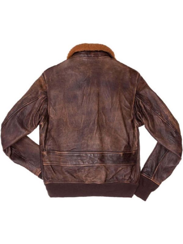 Aviator G1 Distressed Men Bomber Leather Jacket - Brown