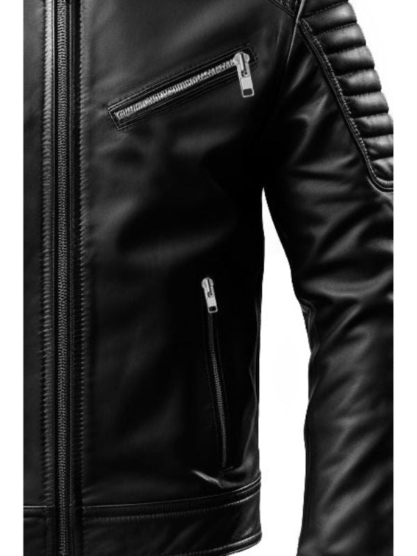 Black Men Slim fit Genuine Leather Jacket