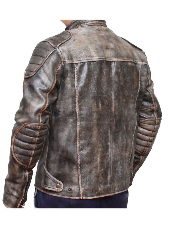Retro Men Vintage Biker Leather Jacket - Antique