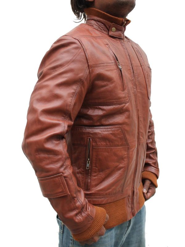 Men Vintage Biker Stylish Leather Jacket - Tan Brown