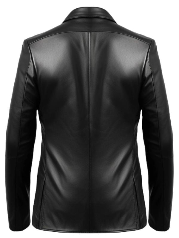 Men Black Stylish Designer Leather Blazer