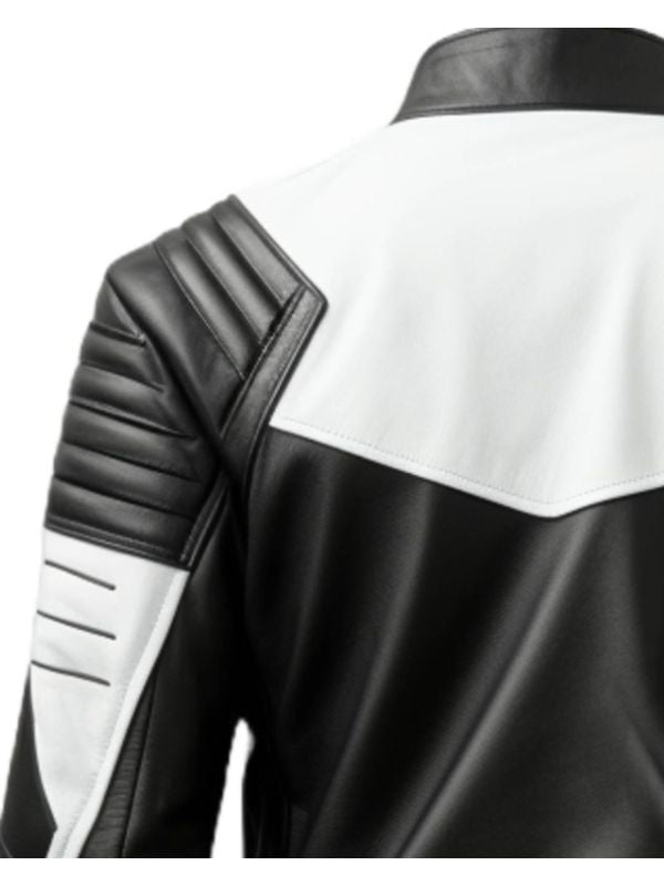 Mens Leather Jacket - Faux Leather Black and White