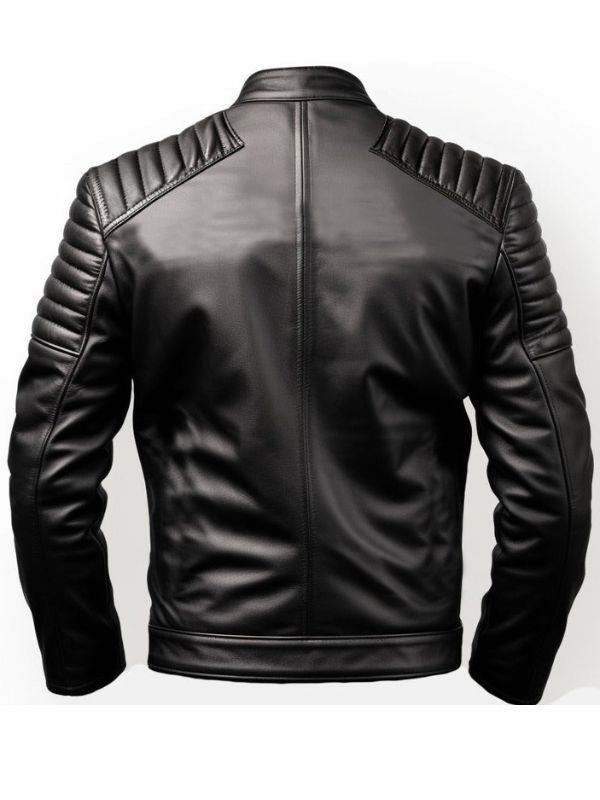 Men Harvey Black Moto Leather Jacket