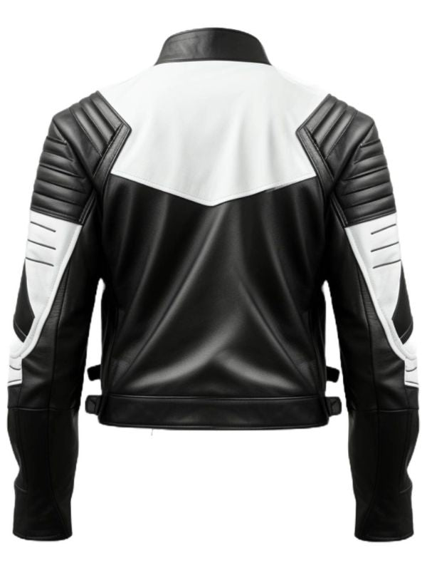 Mens Leather Jacket - Faux Leather Black and White