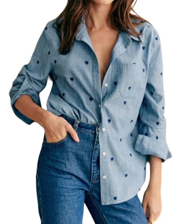 9-1-1 S08 Jennifer Love Hewitt Hearts Printed Denim Shirt