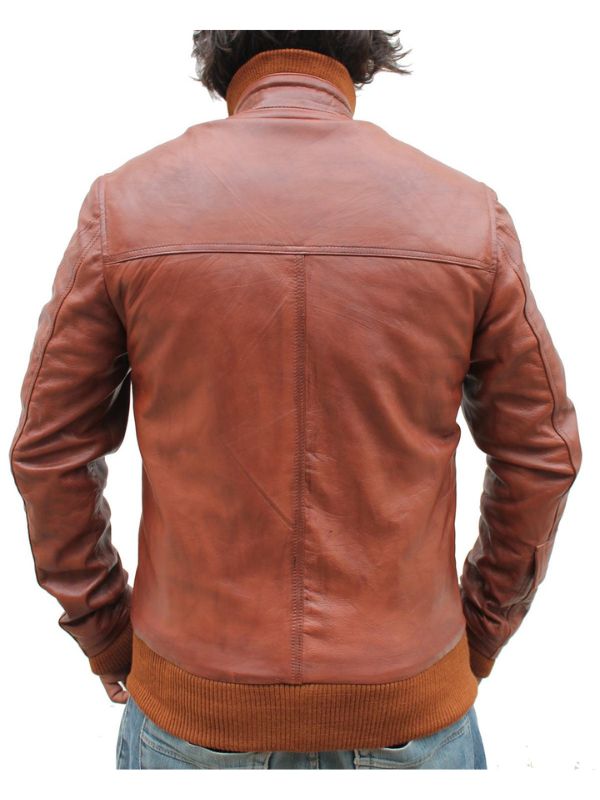 Men Vintage Biker Stylish Leather Jacket - Tan Brown