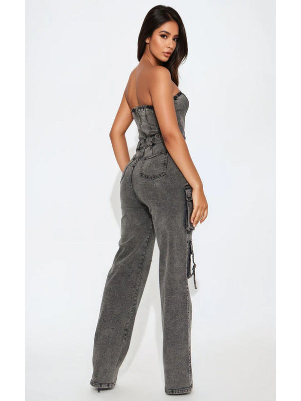 WWE Raw 2025 Jackie Redmond Grey Denim Cargo
