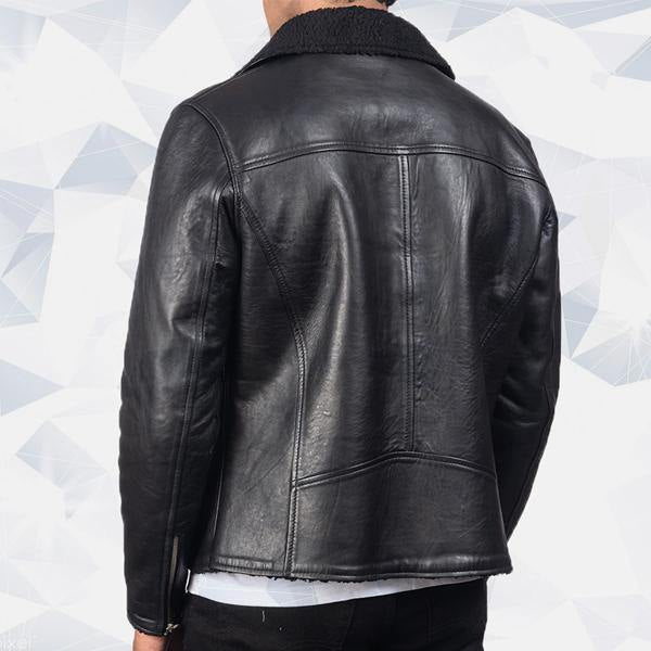 Shearling Black Leather Jacket for Women