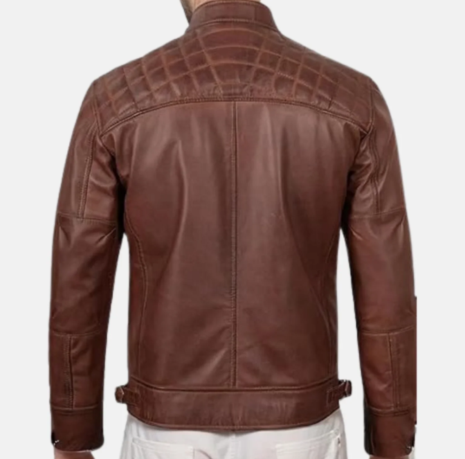 Apex Stand Collar Biker Leather Jacket