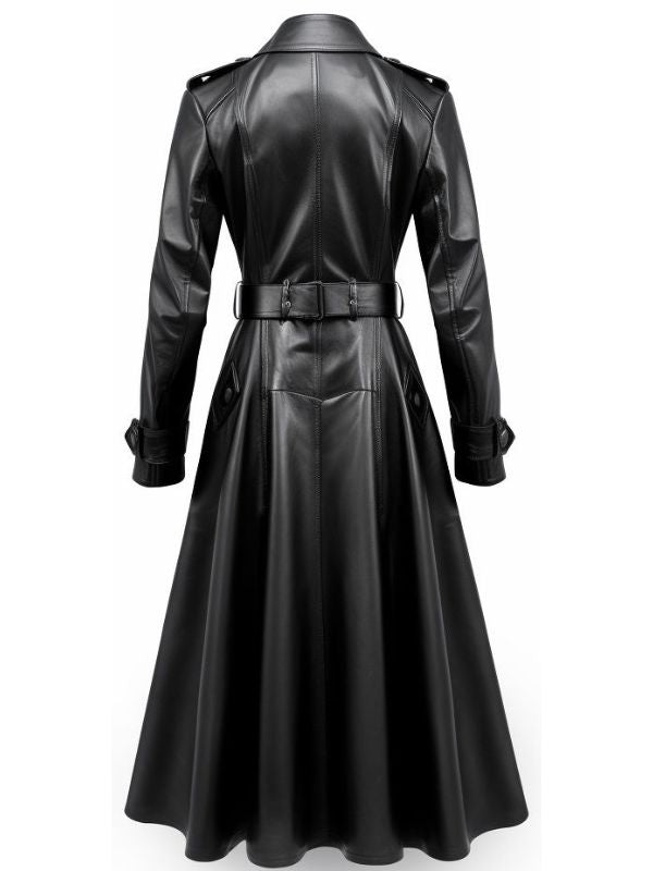 Black leather Trench Coat stylish