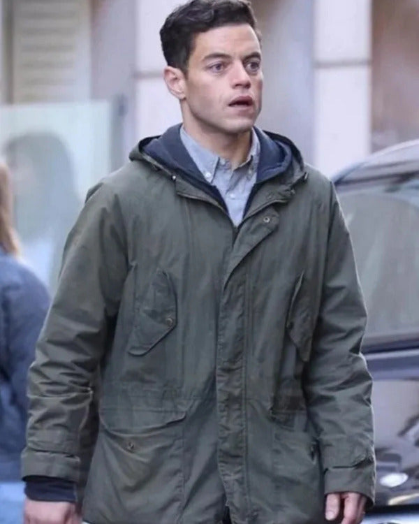 The Amateur 2025 Rami Malek Green Hooded Jacket