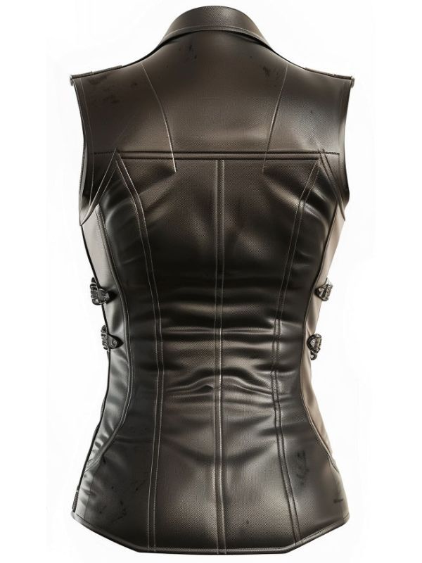 Claire Black Leather Vest for Women