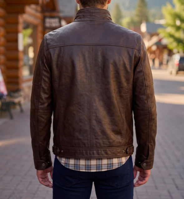 Dark Brown Stylish Leather Jacket For Men