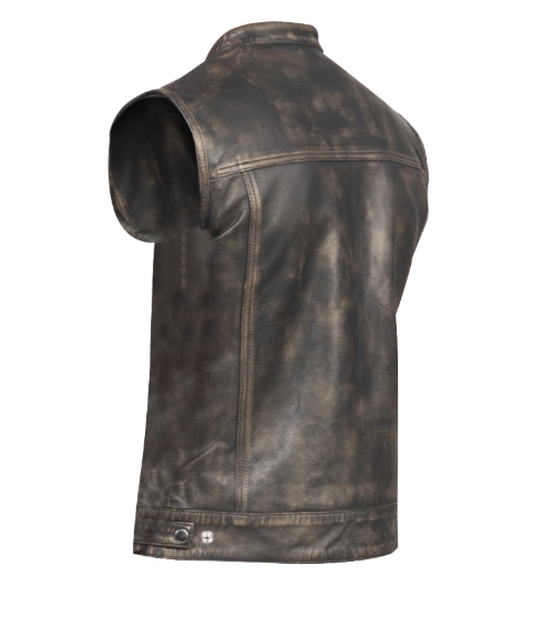 Distressed Brown Leather Vest