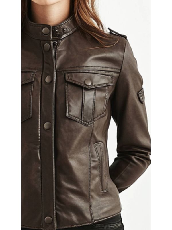 Elsie Leather Brown Jacket - Women Leather Jacket Brown