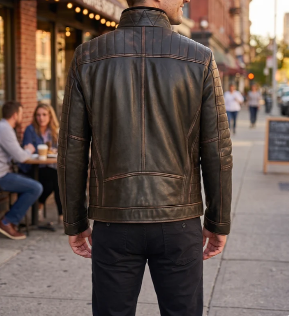 Enomial Men’s 100% Real Black Leather Classic Jacket