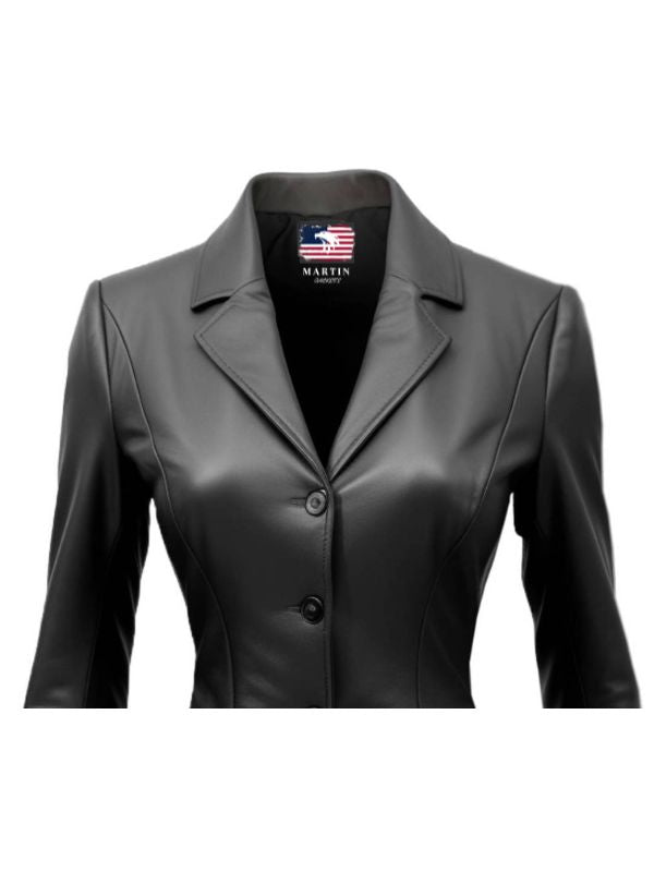 Giselle Black Women Leather Jacket Blazer