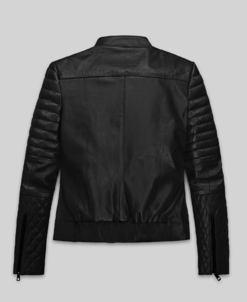 Gwen Stefani Women's Black Leather Jacket — front view