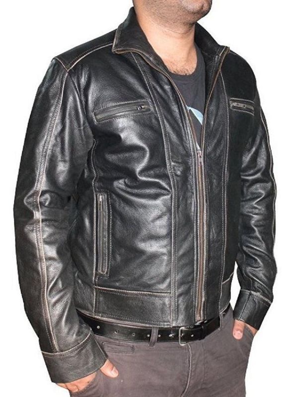 Macho black classic Leather Jacket