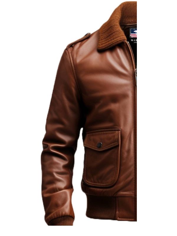Men Aviator Brown Leather Jacket - Men Leather Jacket Brown
