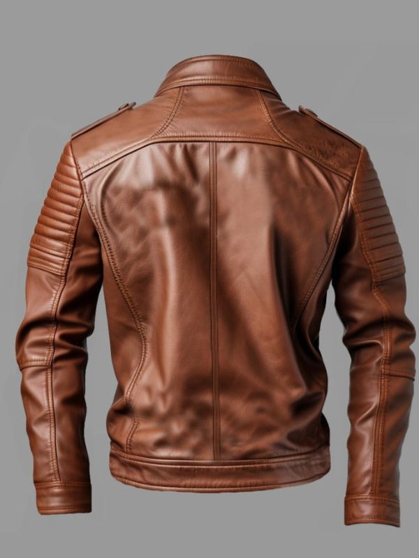 Men Benjamin Brown Biker Leather Jacket