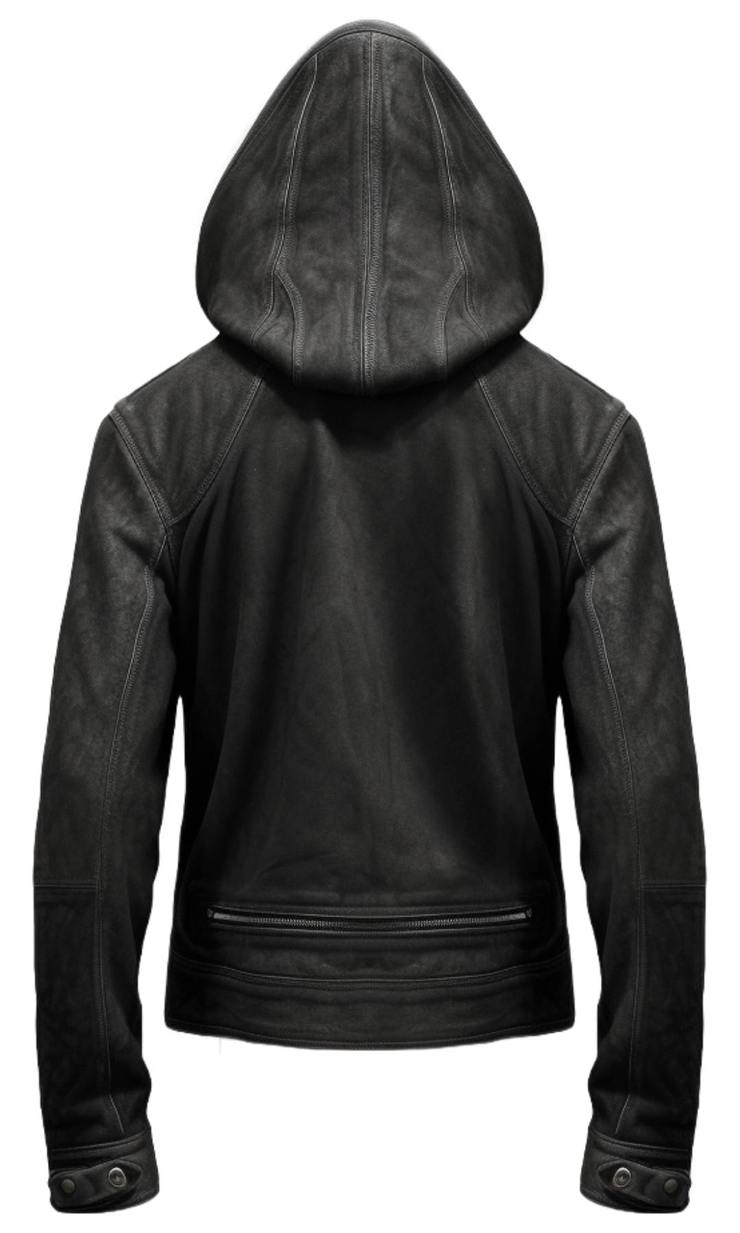 Men Black Hooded Suede Leather Jacket