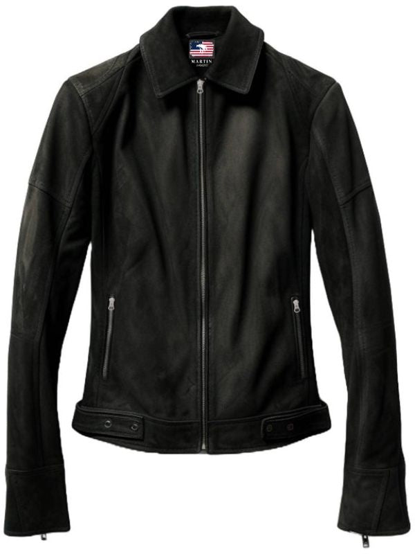 Men Black Suede Leather Jacket - Suede Black Jacket