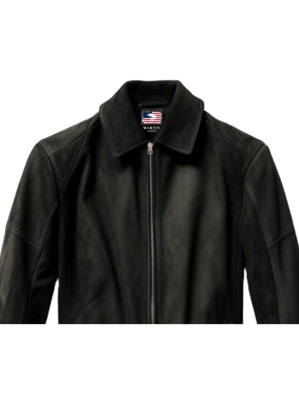 Men Black Suede Leather Jacket - Suede Black Jacket