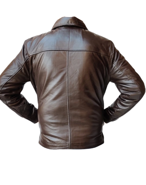 Men Brown Bomber Leather Jacket