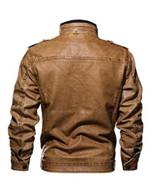 Men Brown Cafe Racer Leather Jacket