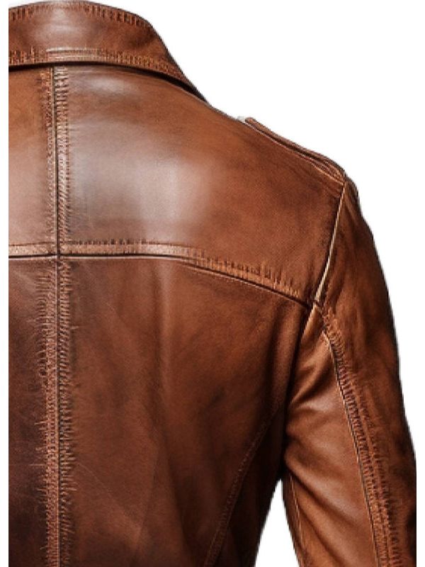 Men Brown Leather Jacket - Distressed Brown Leather Jacket