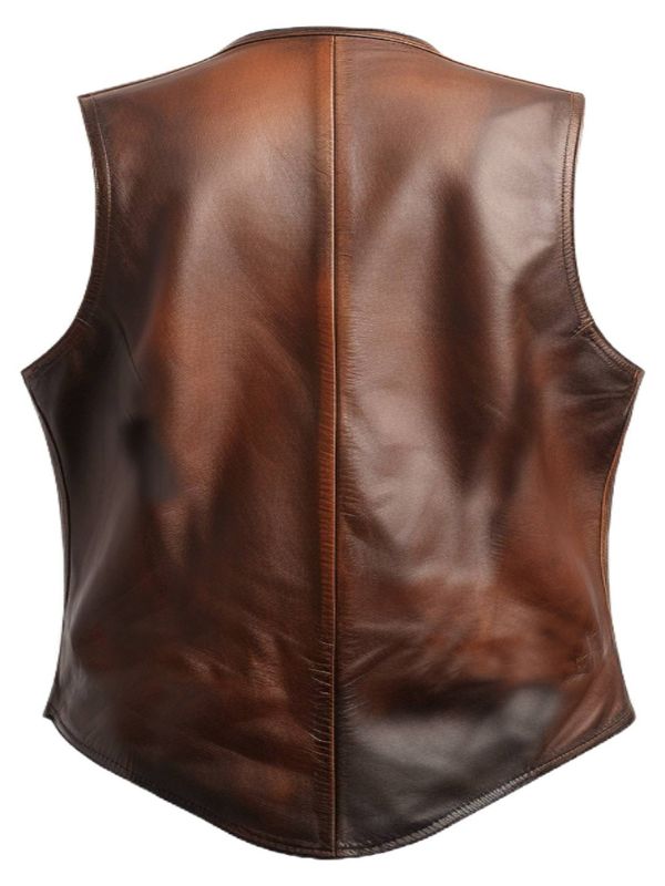 Men Brown Leather Vintage Vest