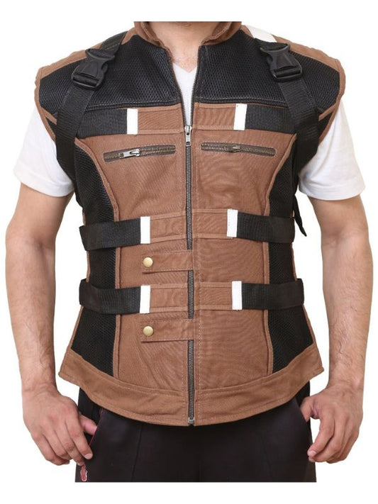 Men Brown Stylish Military Style Cotton Vest