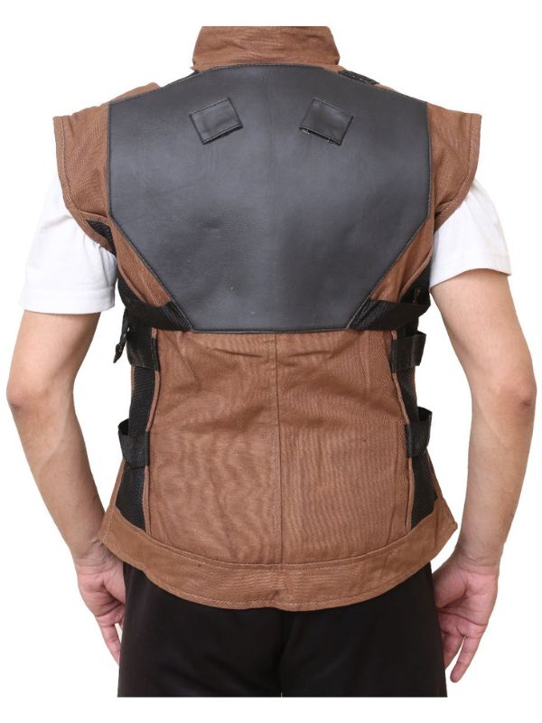 Men Brown Stylish Military Style Cotton Vest