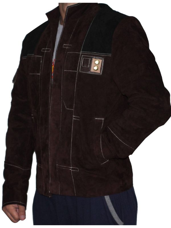 Men Casual Suede Leather Jacket - Dark Brown