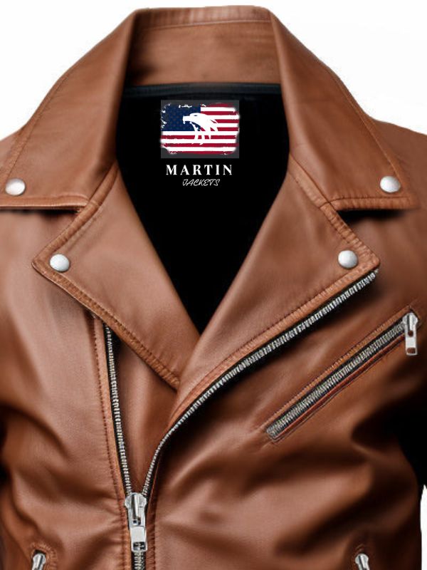 Men Jordan Brown Biker Leather Jacket