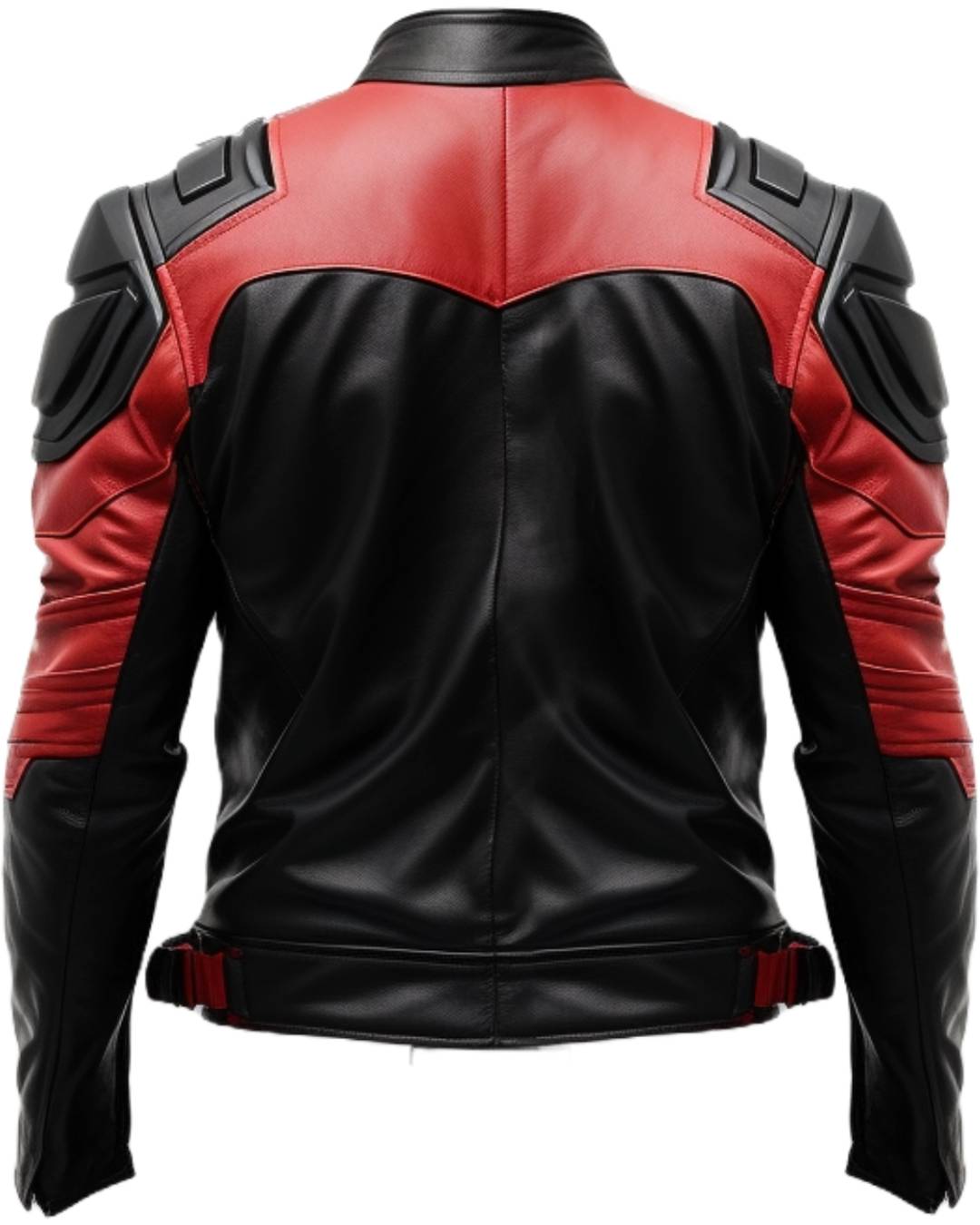 Men Leather Jacket - Faux Leather Red and Black