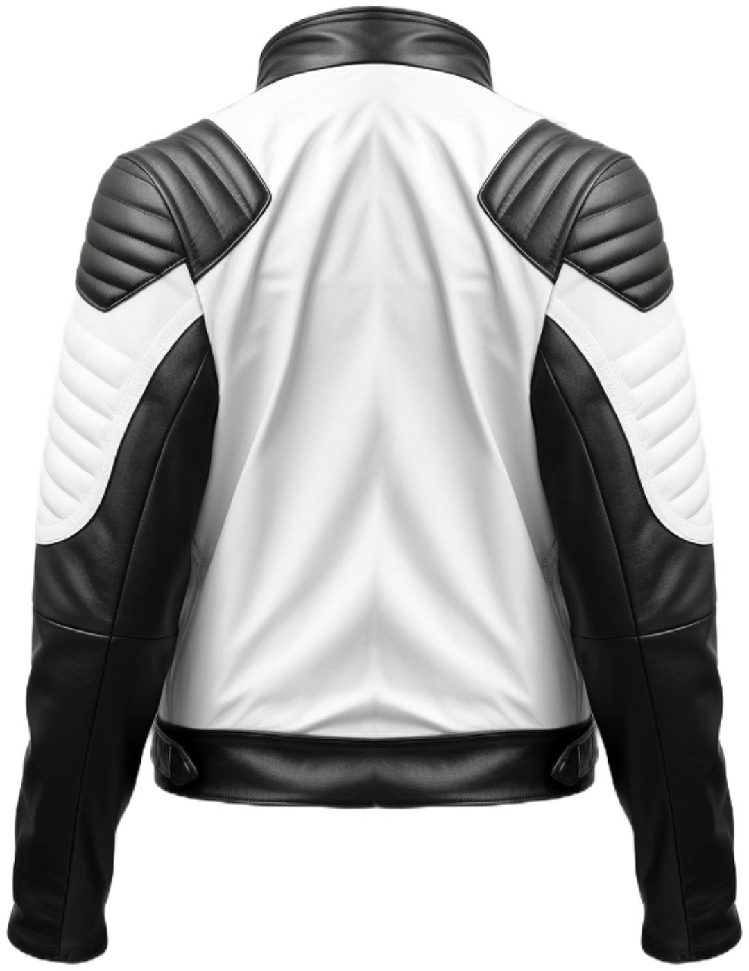 Men Leather Jacket- White and Black Leather Jacket Biker Style