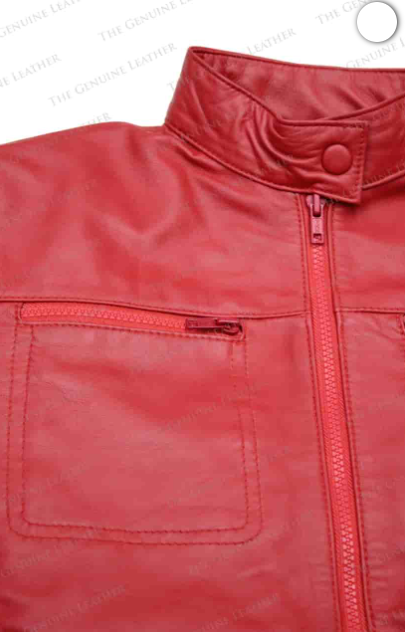 Men Red Retro Leather Jacket