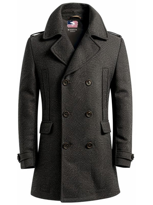 Men Stylish Blackish Grey Wool Coat