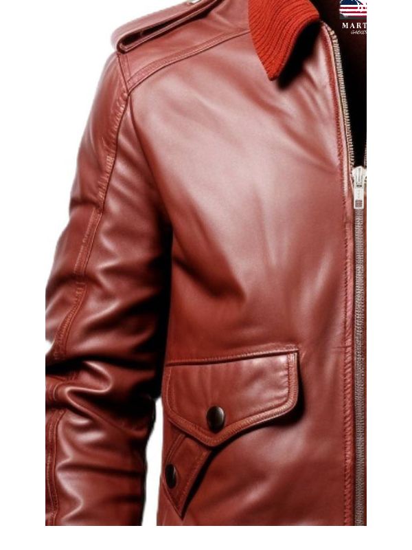 Men Tan Brown Bomber Leather Jacket - James Brown Leather Jacket