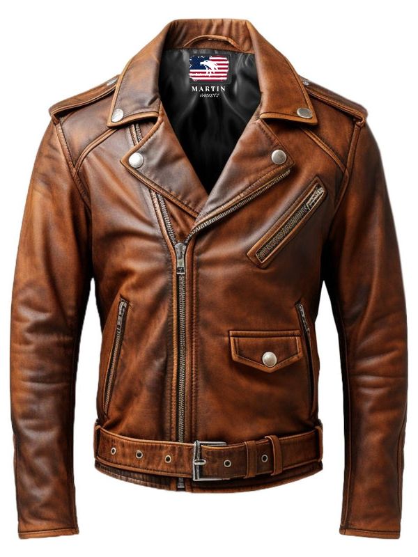 Men Vintage Biker Brown Leather Jacket - Vintage Brown Leather Jacket