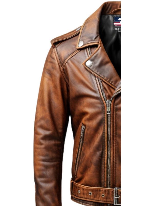 Men Vintage Biker Brown Leather Jacket - Vintage Brown Leather Jacket